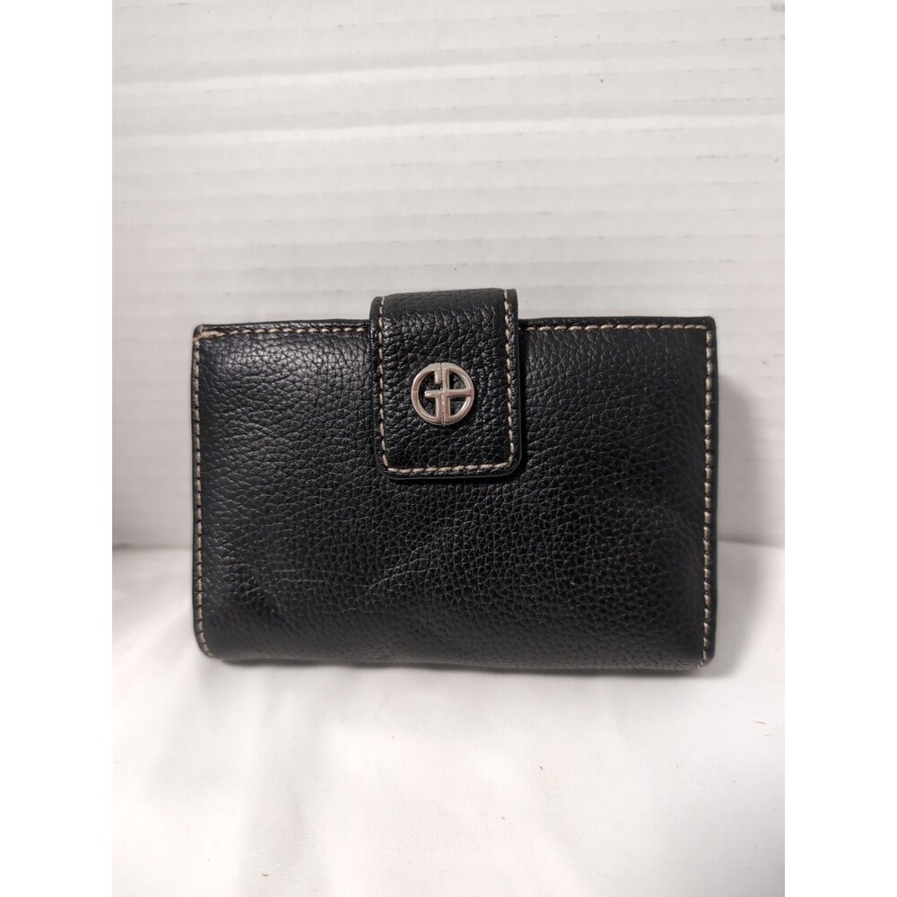 GIANI BERNINI WALLET GENUINE LEATHER Black Bi-Fold Coin Pouch EUC